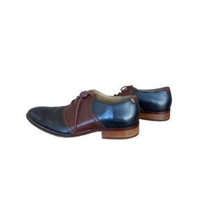 Cole Haan Womens Brown And Blue Colorblock Leather Oxford Dress Shoes Size 11